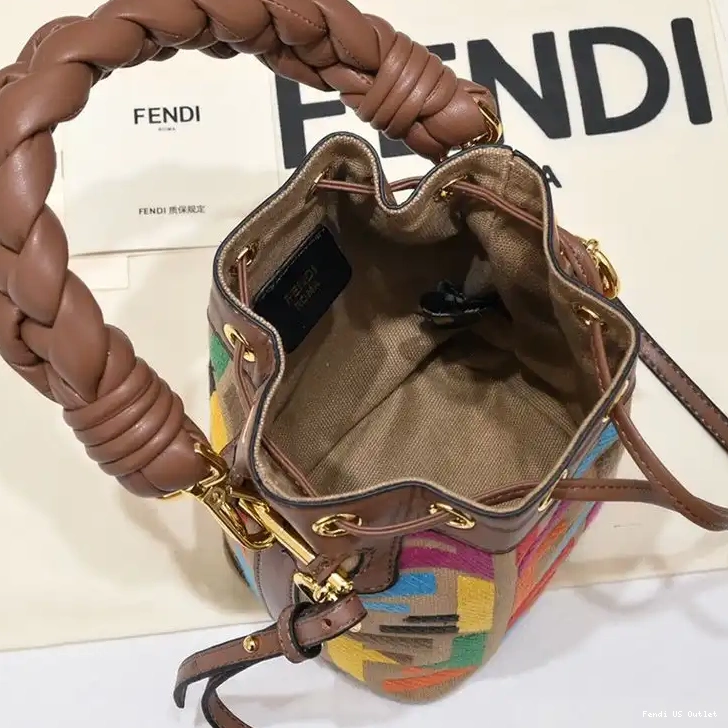Affordable HOT Motif with Brown Mini Tresor Canvas Fendi In Woven Bucket Bag Handle Mon FF 0528